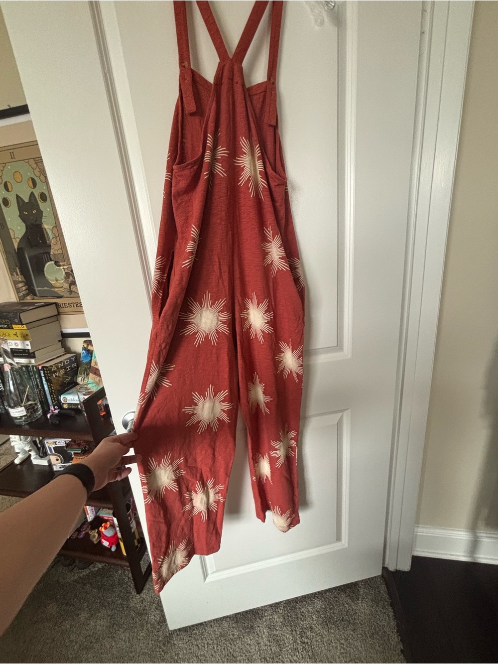 Rust Sunburst Print Crossback Jumpsuit - Picture 2 of 5